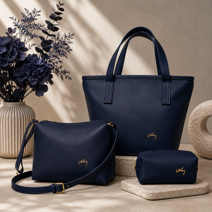 TRÍO DE BOLSOS VÉLEZ CUERO LEGÍTIMO - 60% DE DESCUENTO